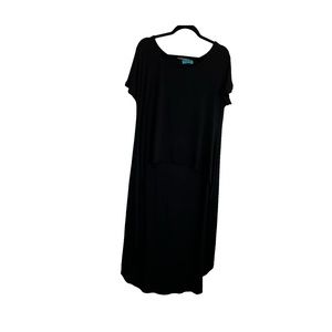 Turquoise Haven Black Short Sleeves Hi Low Duster Tunic Top Blouse Womens L/XL